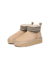 EVERAU® - Damen Gewebte Knöchel-Plattform-Boots – Plover - BLACK