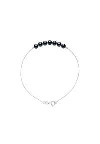 Pearls & Colors - Armband, Weißgold mit 7 Süßwasser-Zuchtperlen - Weißgold/Schwarz