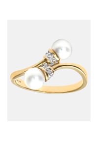 Diamant L'eternel - Crossover Ring, mit 0.01 ct Diamant, mit Zuchtperle, 375 Gelbgold - gold