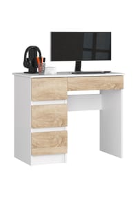 Akord - Computertisch A-7 mit 4 Schubladen, links - metallic-hochglanz