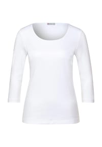 Street One - Shirt "Pania", 3/4-Ärmel, U-Ausschnitt, für Damen - 10000 WHITE