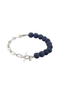 KUZZOÍ - Armband Lava Beads Blue 925 Sterling Silber - Gold