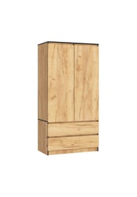 Akord - Kleiderschrank S90 mit 2 Türen, 2 Schubladen und 4 Einlegeböden - artisan-eiche