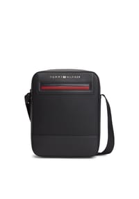 TOMMY HILFIGER TH FOUNDATION - Umhängetasche, Kunstleder, Reißverschluss - BLACK