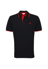 U.S. POLO ASSN. - Herren Poloshirt mit Kontrast-Details - Piquet, Logo, Cotton Stretch - Dunkelblau