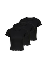 ONLY® - Damen T-Shirt 3er Pack - ONLEMMA SHORT TOP, Rundhals, Cropped, gerippt, einfarbig - Hellgrün