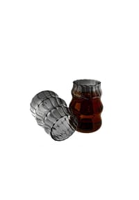 mulex® - Gläser-Set Bubble & Riffle Design 500 ml Trinkgläser Hitzebeständig - Schwarz 2-tlg