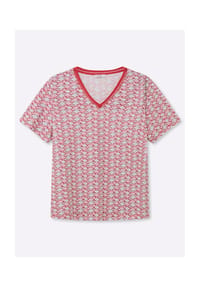 sheego - Shirt - koralle-bordeaux-bedruckt