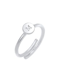 elli. - Ring Buchstabe M Kreis Verstellbar 925 Sterling Silber - Silber