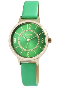 RAPTOR Raptor - Damen Quarz Armbanduhr Lieke mit Lederarmband - 3 ATM - Mineralglas - gold-grau