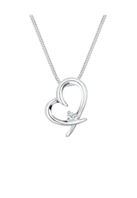 elli. DIAMONDS - Halskette Herz Verbunden Diamant (0.03 Ct.) 925 Silber - Weiß