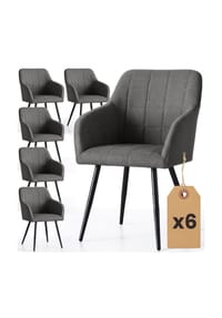 Akord - Luxano Quadratisch Gesteppte, Gepolsterte Esszimmerstühle, 6er-Set - beige / goldfarbene Beine