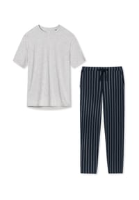 SCHIESSER - Schlafanzug Organic Cotton - Blau gepunktet / Creme
