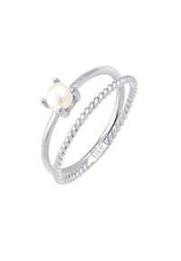 elli. PREMIUM - Ring Ring Set Perle Twisted 925 Silber - Silber