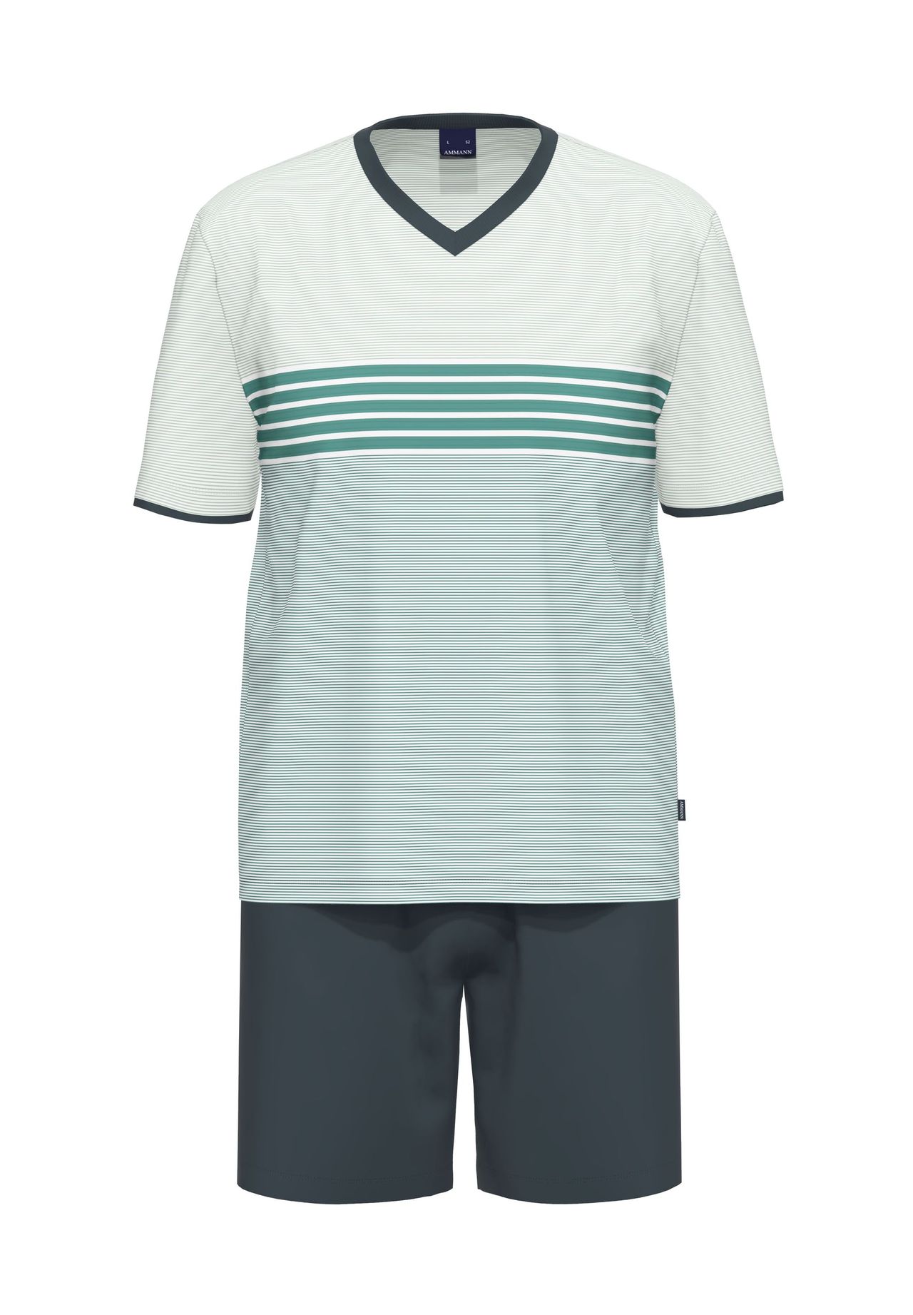 Ammann Pyjama-Shorty, V-Ausschnitt, FüR Herren, Grau, 56