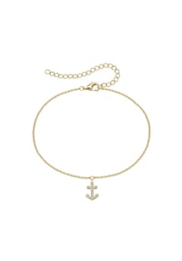 SMART JEWEL® - Fusskette maritim mit Anker, Zirkonia Steine, Silber 925 - Vergoldet