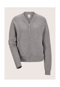 MADELEINE - Sportiver Strick-Blouson mit Reißverschluss - steingrau / wollweiß / melange