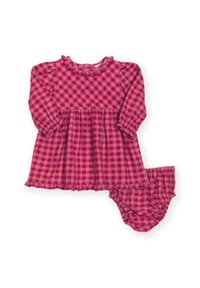 KITE - Baby Damson Karos Kleid Mit Höschen Bio-Baumwolle - pink