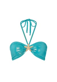 MODA MINX - Bikinioberteil Starfish Bandeau Halter Top mit tollem Seestern-Element - Blue Shimmer