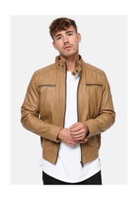 INDICODE - Echtlederjacke Germo - Camel