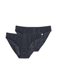 Marc O'Polo - Slip 2er Pack Second Skin Jacquard - Creme / dunkelblau