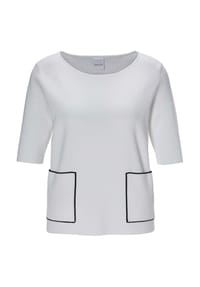 MADELEINE - Eleganter Viskosepullover mit Rundhals - weiß / schwarz