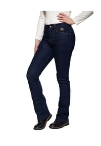 QUEEN KEROSIN - Bootcut-Jeans Nietenbesatz an Vordertaschen und Rückenpasse, geprägte Lederpatches Ruby - dunkelblau