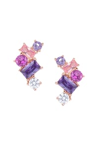 SMART JEWEL® - Ohrstecker mit bunten Zirkoniasteinen und Korunden, Silber 925 - rosé