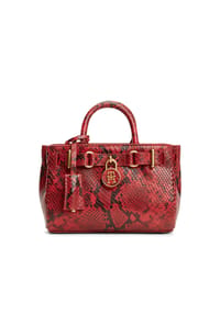 TOMMY HILFIGER AMERICAN ICON LE - Henkeltasche, Leder, Emblem, für Damen - 0KP RED SNAKE