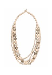 collezione alessandro® - Lange Kette Savanna Echt Holz Kette im Boho Stil - natur