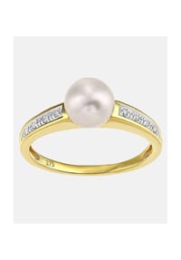 Diamant L'eternel - Ring, mit 0.04 ct Diamant, mit Zuchtperle, 375 Gelbgold - gold