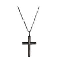 KUZZOÍ - Halskette Herren Erbskette Kreuz Oxidiert Massiv 925 Silber - Gold