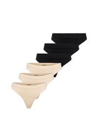 ONLY® - Damen Strings, 6er Pack - ONLVICKY RIB THONG, gerippt - Beige