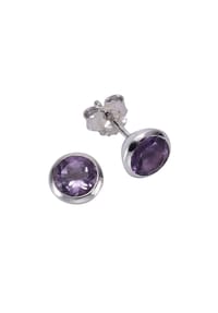 zeeme GEMSTONES - Ohrringe 925/- Sterling Silber 2 Amethyst - weiß