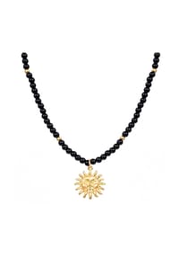 Luluandjane - Kette mit Anhänger gelbgold Glas schwarz - gelbgold