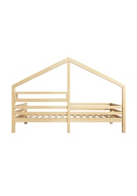 KOMHTOM - Kinderbett 90x200, Kiefer natur, Hausform, mit Ablagefach - Natürlich
