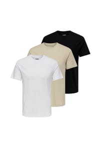 ONLY & SONS - T-Shirt 3er Pack MAX - Beige / grün / dunkelgrün