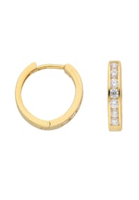 Adelia's - Damen Gold Schmuck 333 Gold Ohrringe  Creolen mit Zirkonia Ø 13,6 mm - gold