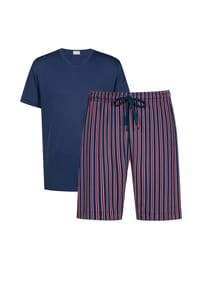 mey - Schlafanzug Graphic Stripes - Blau