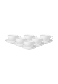 Villeroy & Boch Kaffeetassen mit Untertassen Royal 260 ml 6er Set weiß - Royal - weiß