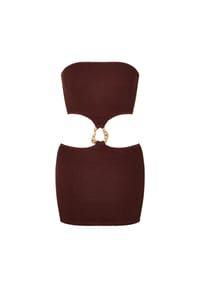 MODA MINX - Partykleid SCRUNCH Irregular Hoop mit tollen Cut Outs - Coffee