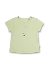 Sanetta - Mädchen T-Shirt - Baby, Kurzarm, Rundhals, Druckknopf, Print - Grün