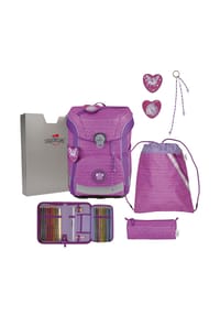 DerDieDas® ErgoFlex - ErgoFlex Easy - Schulranzen Set 5tlg. 950 g (Purple Unicorn) - Butterfly Garden