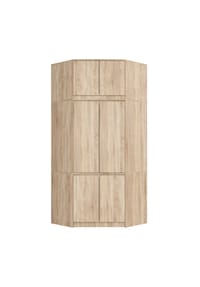 Akord - Eckkleiderschrank S100 mit Aufsatz, 6 Türen und 9 Einlegeböden - artisan-eiche
