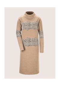 MADELEINE - H-Linien-Kleid mit Hahnentritt - beige / wollweiß / marine