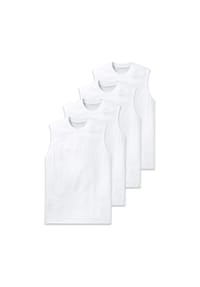 SCHIESSER - Herren Unterhemden, 4er Pack - "Essentials", Muscleshirt, Rundhals, Baumwolle - Weiß