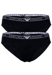 EMPORIO ARMANI - Damen Slip, 2er Pack - ESSENTIAL STUDS LOGO, Briefs, Cotton Stretch - Blau