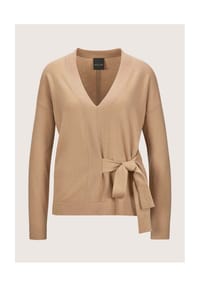 MADELEINE - V-Pullover mit Bindeband - caramel / melange