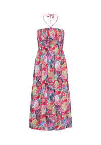 MANGUUN - Strandkleid Vibrant Tropical, Neckholder, für Damen - E661/PINKYARROWAOP
