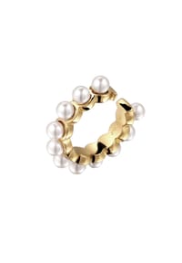 elli. - Ohrringe Earcuff Mit Swarovski® Perlen Weiß 925 Sterling Silber Vergoldet - Gold
